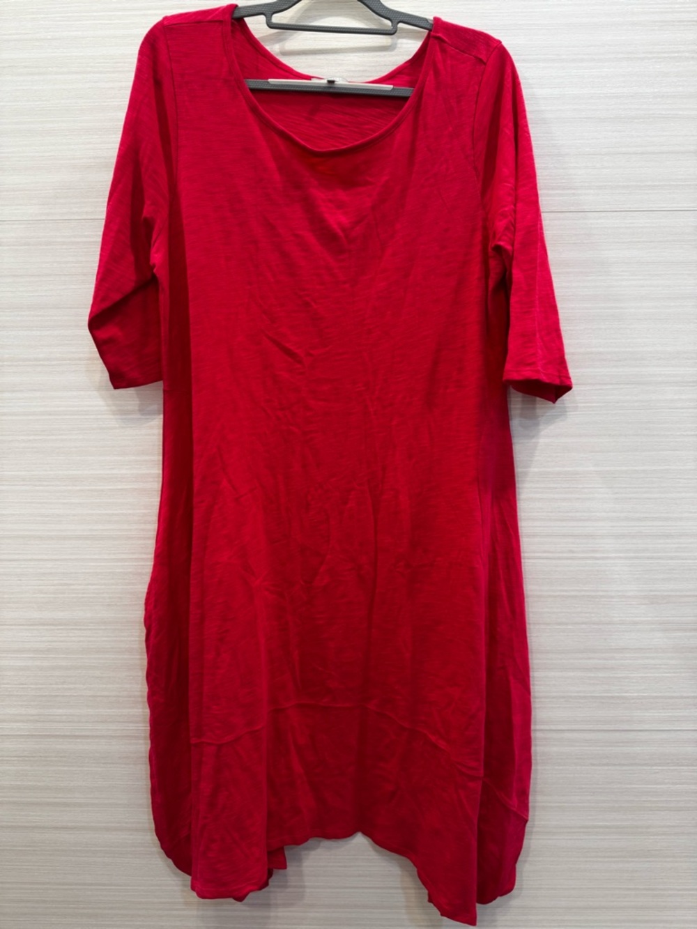 Habitat Poppy Red Cotton Scoop Neck 3/4 Sleeve Dress size Medium